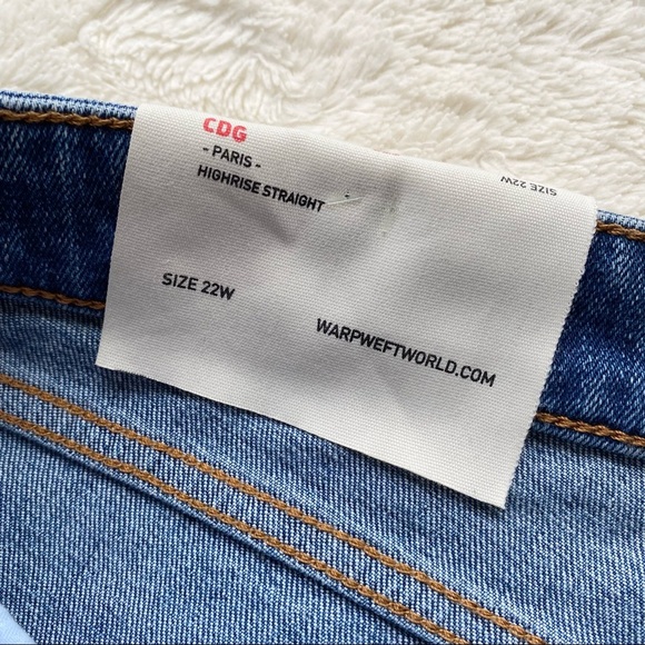 Warp & Weft CDG Paris high rise straight jeans Belle button fly plus size 22W - Picture 7 of 8